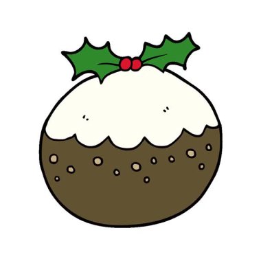 Basit bir çizgi film çizgi filmi Noel pudingi.
