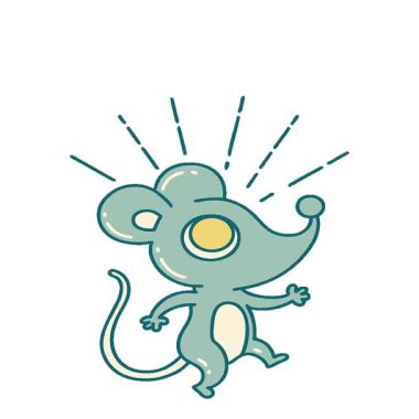 Geleneksel dövme stili fare karakterinin basit bir döngü canlandırması