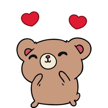Basit bir çizgi film çizimi, kawaii şirin, mutlu ayı.