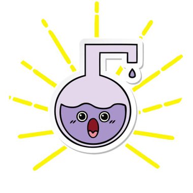 Şirin bir çizgi film bilim deneyinin basit bir döngü canlandırmalı çıkartması.