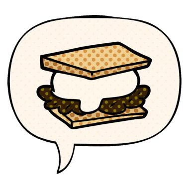 Çizgi roman tarzında konuşma balonu olan basit bir döngü animasyon smore çizgi filmi