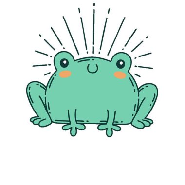 Geleneksel dövme stili mutlu kurbağanın basit bir döngü canlandırması