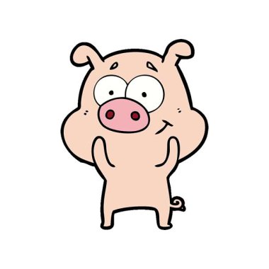 Basit bir döngülü mutlu çizgi film domuzu