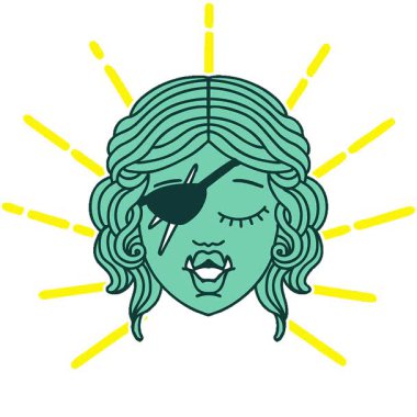 Basit bir döngü canlandırmalı Retro Tattoo Biçimli Ork karakter yüzü