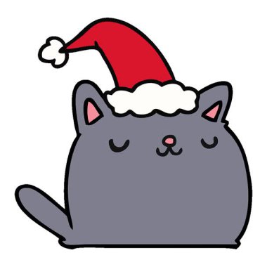 Kawaii kedisinin Noel karikatürünü çizmiş basit bir döngü animasyonu.