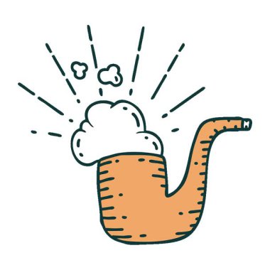 Geleneksel dövme stili sigara piposunun basit bir döngü canlandırması