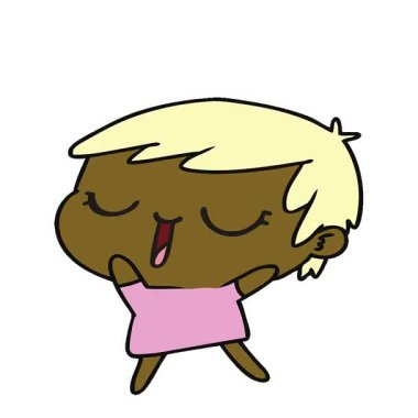 Basit bir kawaii kısa saçlı kız çizilmiş serbest çizim animasyonu.