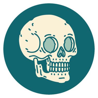 Bir kafatasının basit bir döngü ikonik dövme görüntüsü