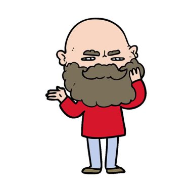 Sakalları çatık basit bir çizgi film karakteri.