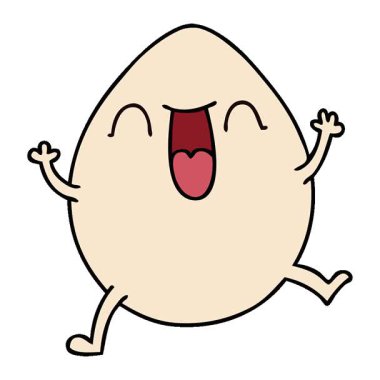 Basit bir çizgi film yumurtası çizilmiş hareketli el çizimi.