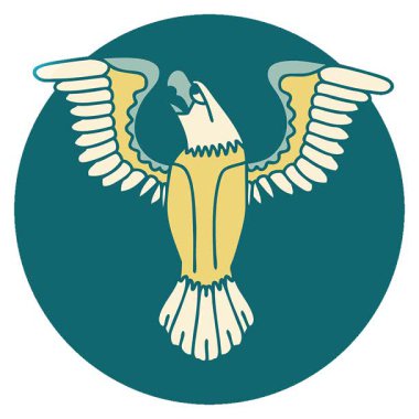 Bir Amerikan kartalının basit bir ikonik dövme görüntüsü.