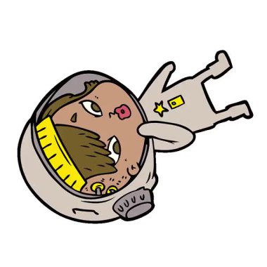 Basit bir döngülü çizgi film astronot kadın.