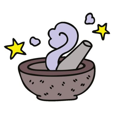 Basit bir döngü animasyonu çizilmiş çizgi film sihirli tokmak ve havan topu