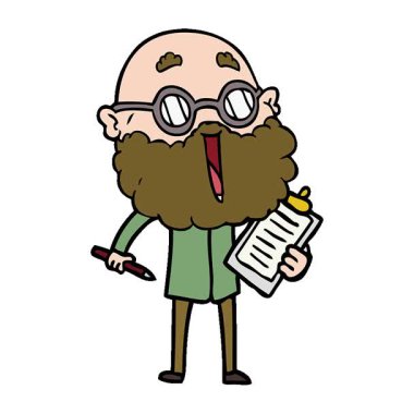 Basit bir çizgi film karakteri sakallı neşeli bir adam