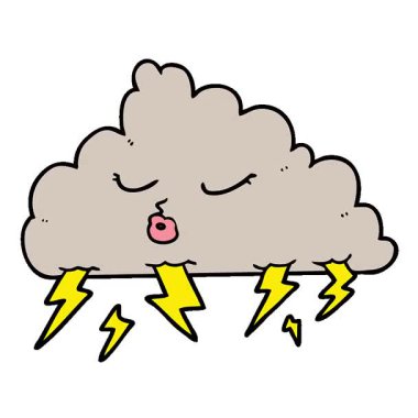 Basit bir döngü çizgi film gök gürültüsü bulutu