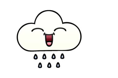 Bir yağmur bulutunun basit bir kıvrımlı gölgeli çizgi filmi.