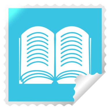 Basit bir döngü animasyon kare soyma çıkartması açık bir kitabın karikatürü