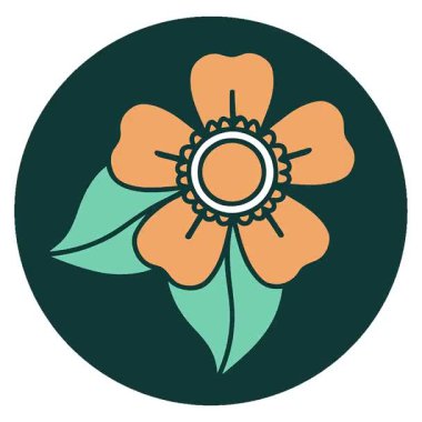 Bir çiçeğin basit bir ikonik dövme görüntüsü