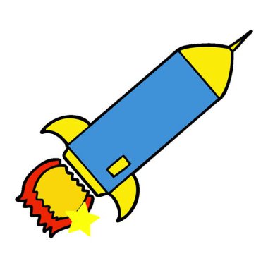 Basit bir çizgi film animasyon roketi