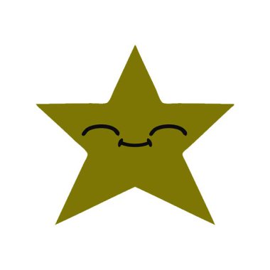 Bir altın yıldızın basit bir düz renkli çizgi filmi.