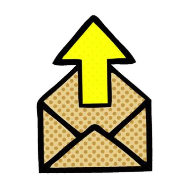 Oklu bir zarfın basit bir döngü çizgi roman tarzı çizgi filmi