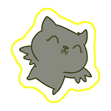 Şirin bir kawaii yarasasının basit bir serbest çizim çizgi filmi.