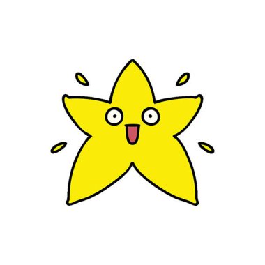 Çok sert parlayan mutlu bir yıldızın basit bir çizgi filmi.