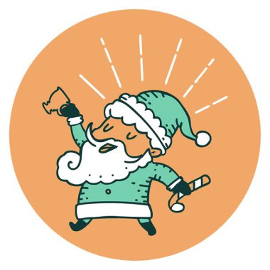 Dövme stili Noel Baba Noel Baba karakterinin basit bir döngü simgesi.