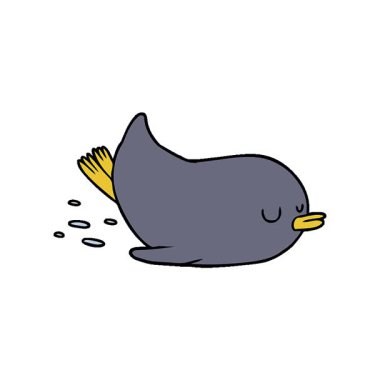 Basit bir döngü çizgi filmi kayan penguen.