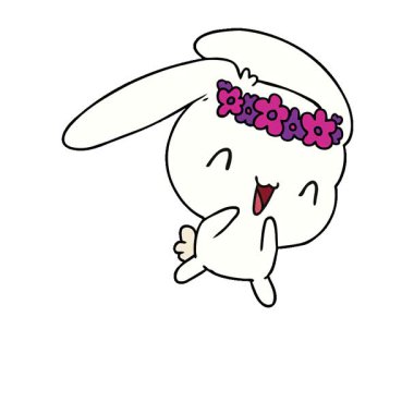 Basit bir çizgi film çizimi, kawaii sevimli tüylü tavşan.