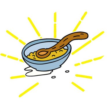 Basit bir döngü çizilmiş el çizimi mısır gevreği kasesi karalaması.