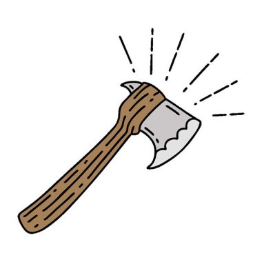 Geleneksel dövme stili baltanın basit bir canlandırması