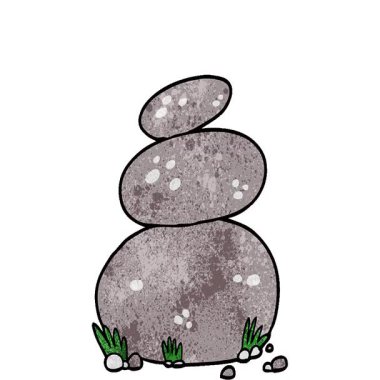 Basit bir çizgi film animasyonu. Büyük istiflenmiş taşlar.