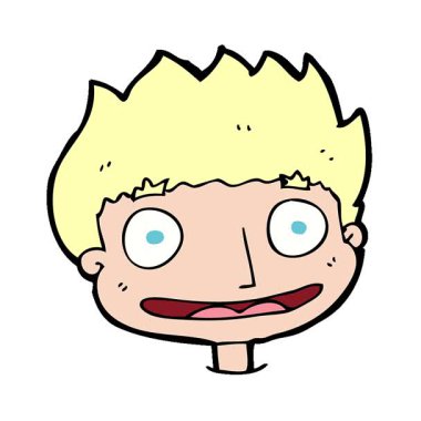 Basit bir çizgi film kahramanı mutlu çocuk.