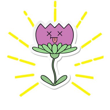 Tatlı bir karikatür çiçeğinin basit bir döngü canlandırmalı çıkartması.