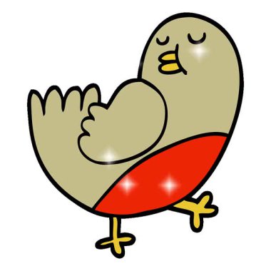 Basit bir döngü çizilmiş el çizimi karikatür tarzı noel Robin