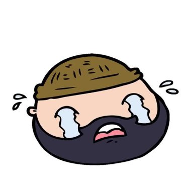 Basit bir çizgi film karakteri sakallı erkek yüzü.