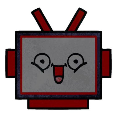 Basit bir döngü animasyon retro grunge doku robot kafası çizgi filmi