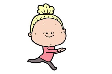 Basit bir çizgi film çizgi filmi mutlu yaşlı kadın.