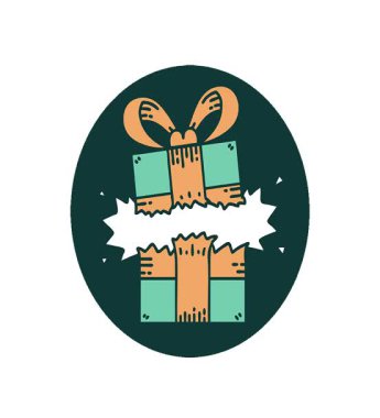 Bir hediyenin basit bir döngü ikonik dövme görüntüsü