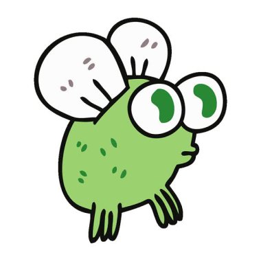 Basit bir döngü hareketli el çizimi karikatür sineği