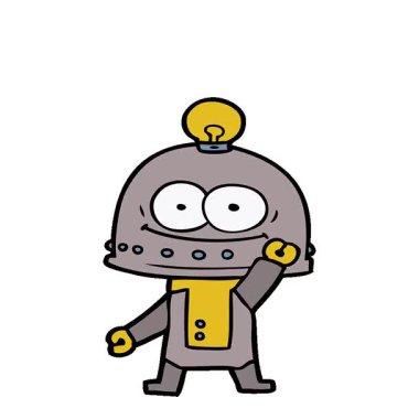 Basit bir döngü animasyon mutlu karton robot ampullü