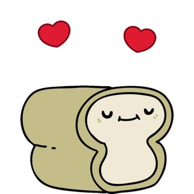 Basit bir çizgi film çizgi filmi. Neşeli gülüşü olan bir ekmek.