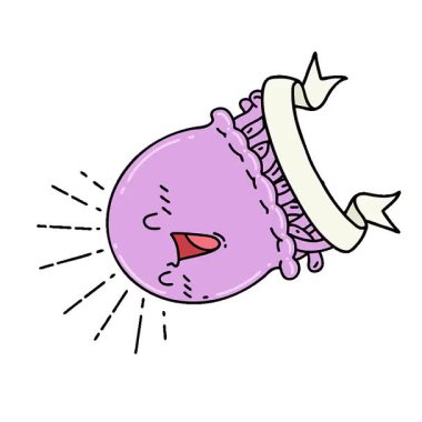 Dövme tarzı mutlu denizanası olan basit bir döngü animasyon parşömeni.