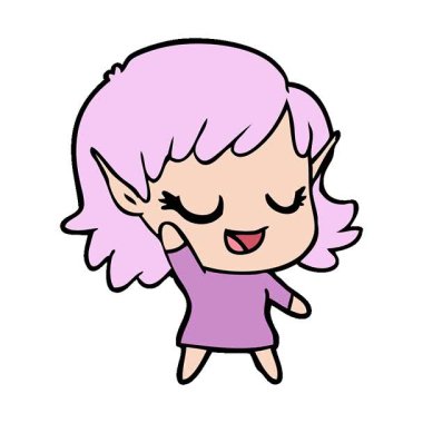 Basit bir döngülü mutlu çizgi film elf kızı.