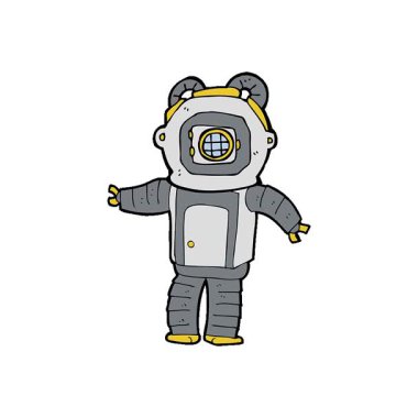 Basit bir döngü çizgi filmi derin deniz dalgıcı.