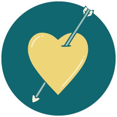 Basit bir döngü ikonik dövme tarzı ok ve kalbin görüntüsü