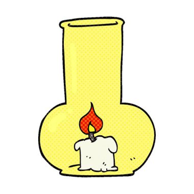 Basit bir döngü çizilmiş el yapımı çizgi film, eski cam lamba ve mum.