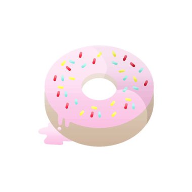 Lezzetli bir buzlu çöreğin düz renkli basit bir canlandırması