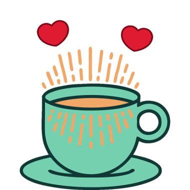 Basit bir döngü ikonik dövme tarzı kahve görüntüsü.